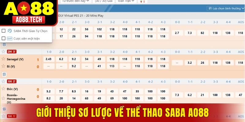 Tổng quan về thể thao SABA AO88